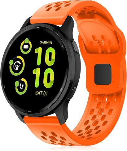 Breathable Bands Compatible with Garmin Venu / Venu Sq / Venu 2 Plus, Garmin Vivoactive 5 / Vivoactive 3 Watch Bands Women Men, 20mm Silicone Watch Strap Soft Sport Replacement Wristband for Garmin Vivoactive 3 Music / Forerunner 245 / 645 Smart Watch in Saudi Arabia