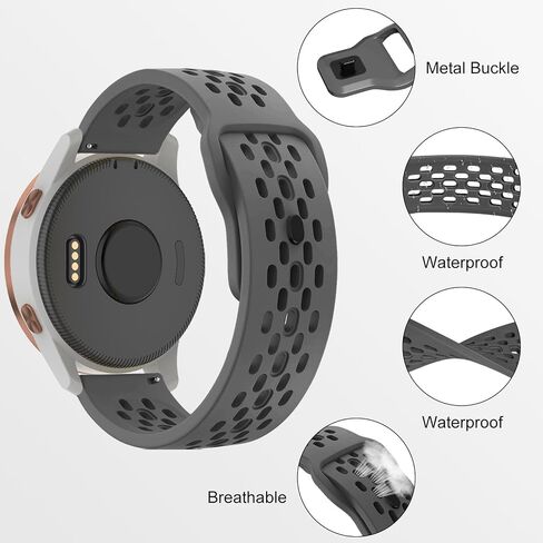 أحزمة قابلة للتنفس متوافقة مع Garmin Venu / Venu Sq / Venu 2 Plus، Garmin Vivoactive 5 / Vivoactive 3 Watch Bands Women Men، 20mm Silicone Watch Strap Soft Sport استبدال معصمه لـ Garmin Vivoactive 3 Music / Forerunner 245 / 645 ساعة ذكية in Kuwait