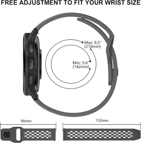 أحزمة قابلة للتنفس متوافقة مع Garmin Venu / Venu Sq / Venu 2 Plus، Garmin Vivoactive 5 / Vivoactive 3 Watch Bands Women Men، 20mm Silicone Watch Strap Soft Sport استبدال معصمه لـ Garmin Vivoactive 3 Music / Forerunner 245 / 645 ساعة ذكية in Kuwait