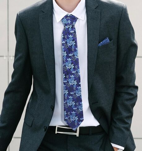 Floral Tie for Men, 2.4'' Cotton Floral Skinny Tie, Men's Floral Neckties for Groom Groomsmen Shirt Tuxedo Wedding Party Dance in Saudi Arabia