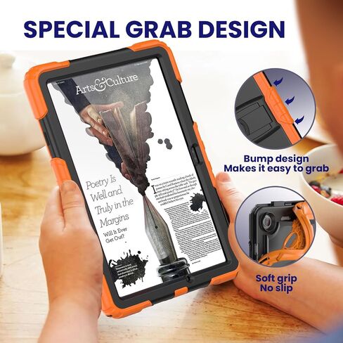 SEYMAC Case for Samsung Galaxy Tab A9 Plus 11 Inch 5G 2023 Case, Built-in Screen Protector/Kickstand/Full-Body Shockproof Protective Case for Tablet A9+ 11'' (SM-X210/X216/X218), Orange in Saudi Arabia
