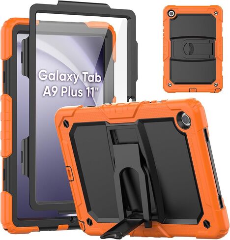 SEYMAC Case for Samsung Galaxy Tab A9 Plus 11 Inch 5G 2023 Case, Built-in Screen Protector/Kickstand/Full-Body Shockproof Protective Case for Tablet A9+ 11'' (SM-X210/X216/X218), Orange in Saudi Arabia