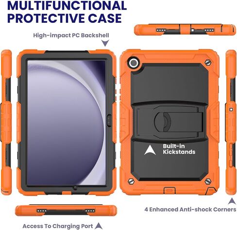 SEYMAC Case for Samsung Galaxy Tab A9 Plus 11 Inch 5G 2023 Case, Built-in Screen Protector/Kickstand/Full-Body Shockproof Protective Case for Tablet A9+ 11'' (SM-X210/X216/X218), Orange in Saudi Arabia
