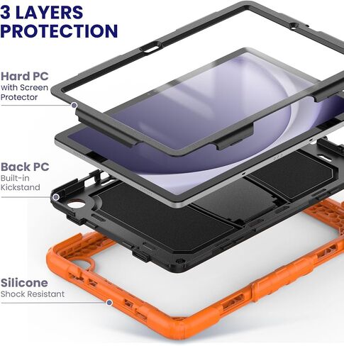 SEYMAC Case for Samsung Galaxy Tab A9 Plus 11 Inch 5G 2023 Case, Built-in Screen Protector/Kickstand/Full-Body Shockproof Protective Case for Tablet A9+ 11'' (SM-X210/X216/X218), Orange in Saudi Arabia