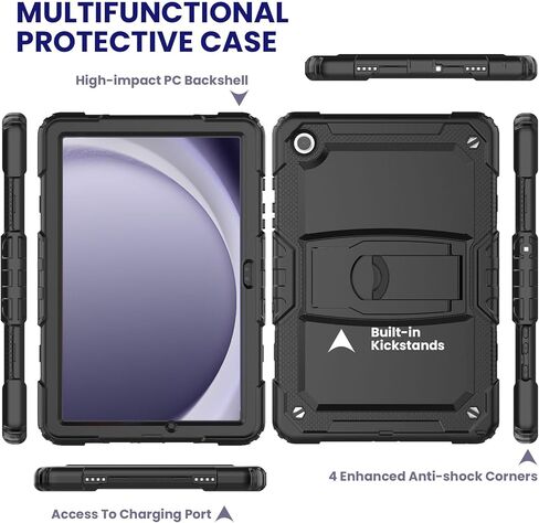 حافظة SEYMAC لجهاز Samsung Galaxy Tab A9 Plus مقاس 11 بوصة 5G 2023، واقي شاشة مدمج/مسند/حافظة حماية كاملة ضد الصدمات للكمبيوتر اللوحي A9+ 11 بوصة (SM-X210/X216/X218)، برتقالي in Kuwait