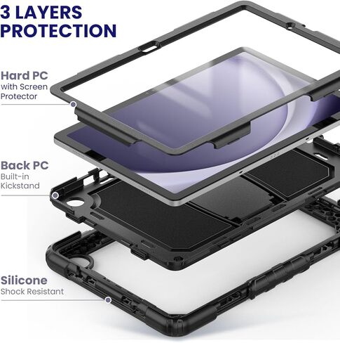 حافظة SEYMAC لجهاز Samsung Galaxy Tab A9 Plus مقاس 11 بوصة 5G 2023، واقي شاشة مدمج/مسند/حافظة حماية كاملة ضد الصدمات للكمبيوتر اللوحي A9+ 11 بوصة (SM-X210/X216/X218)، برتقالي in Kuwait