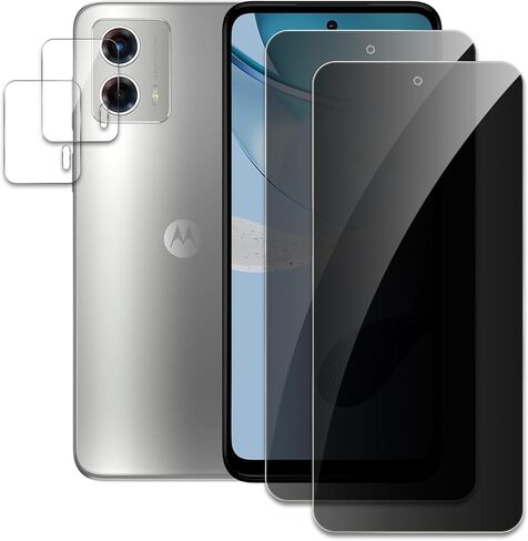 [2+2] واقي شاشة الخصوصية لهاتف Motorola Moto G 5G 2023، 2* غشاء زجاجي مقوى مضاد للتجسس + 2* واقي عدسة الكاميرا، صلابة 9H، ترقية حماية الحواف، سهل التركيب، خالٍ من الفقاعات in Kuwait