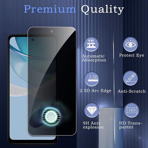 [2+2] واقي شاشة الخصوصية لهاتف Motorola Moto G 5G 2023، 2* غشاء زجاجي مقوى مضاد للتجسس + 2* واقي عدسة الكاميرا، صلابة 9H، ترقية حماية الحواف، سهل التركيب، خالٍ من الفقاعات in Kuwait