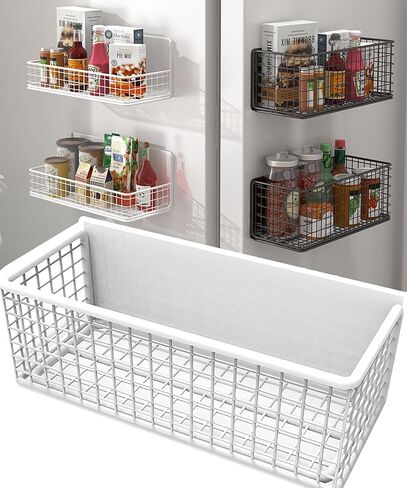 Magnetic Basket Magnetic Fridge Organizer Magnetic Pencil Holder Whiteboard Accessories Home Kitchen Organization (Black-High) in Saudi Arabia