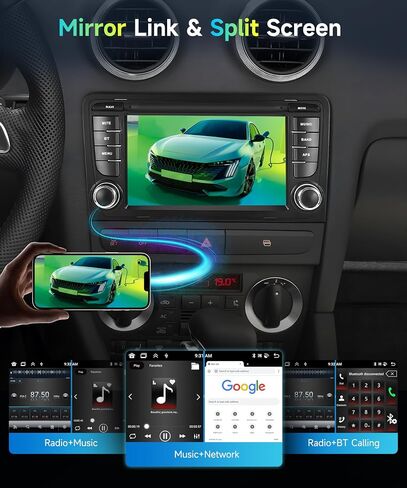 2G 64G Android-12 ستيريو سيارة لأودي A3 2003-2012 S3 2006-2012 RS3 2011&2012 راديو مع Carplay لاسلكي Android Auto 7 بوصة IPS شاشة تعمل باللمس DAB+ RDS/FM GPS بلوتوث USB DVR AHD كاميرا احتياطية in Saudi Arabia