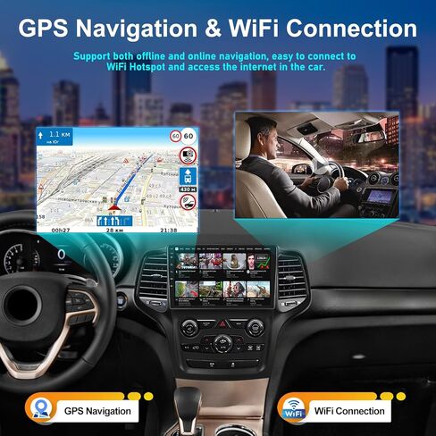 2G+64G Car Stereo for Jeep Grand Cherokee Radio 2014 2015 2016 2017 2018 2019 2020, Wireless Carplay Android Auto 9" Touch Screen Android 13 Radio with Bluetooth GPS Navigation HiFi WiFi Backup Camera in Saudi Arabia