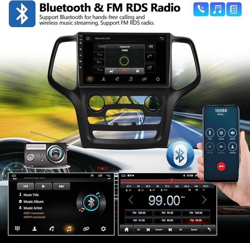 2G+64G Car Stereo for Jeep Grand Cherokee Radio 2014 2015 2016 2017 2018 2019 2020, Wireless Carplay Android Auto 9" Touch Screen Android 13 Radio with Bluetooth GPS Navigation HiFi WiFi Backup Camera in Saudi Arabia