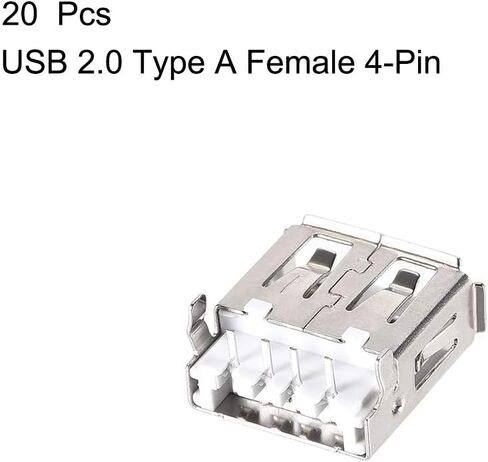 uxcell 20PCS USB 2.0 Type A Female Socket Connector Jack Port, 4Pin DIP 90 Degree, Replacement Adapter in Saudi Arabia