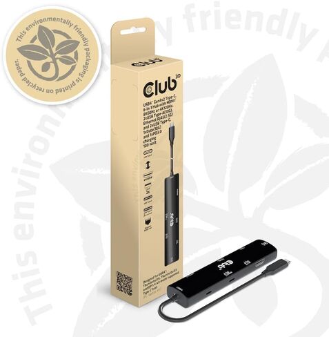 Club 3D CSV-1599 USB4 Gen3x2 Type-C، موزع 6 في 1 مع HDMI 8K60 هرتز أو 4K120 هرتز، 2xUSB Type-A(10G)، Ethernet RJ45(2.5G) و2xUSB Type-C، 1x Data (10G) و1xPD3 .0 شحن 100 وات in Kuwait