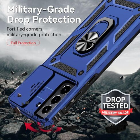 for S21 Plus Case, Samsung S21 Plus Case with Screen Protector: [Military Grade 20ft. Drop Tested] Ring Shockproof Protective Phone Case for - Samsung Galaxy S21 Plus Black in Saudi Arabia