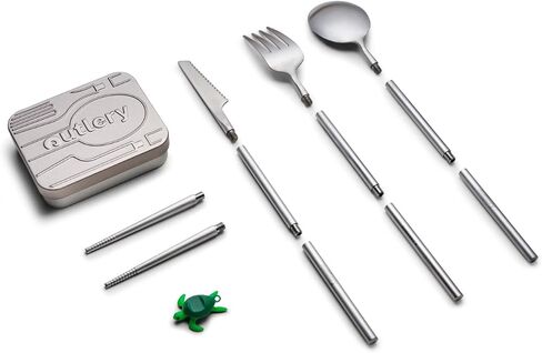 Outlery Portable Stainless Steel Cutlery Set (Black) -Travel Silverware with Case for Easy Transport - Designed for On-The-Go Dining for Modern Nomads and Backpacking Enthusiasts in Saudi Arabia