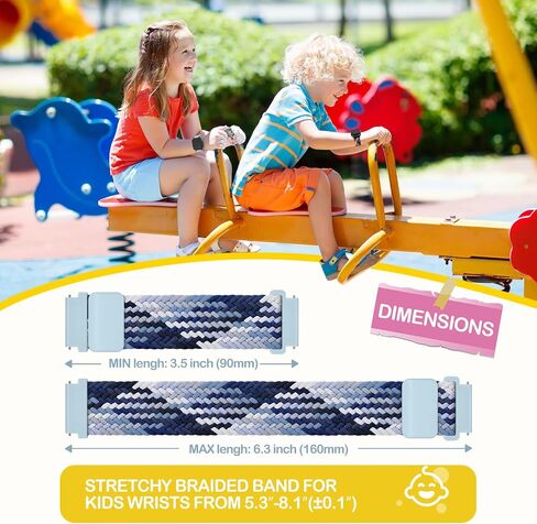 3 Pack Adjustable Braided Stretchy Solo Loop Compatible with Gizmo Watch 3 2 1/ Gabb Watch 3 2 1/ SyncUP/Cosmo JrTrack Kid Watch, 20mm Soft Breathable Kids Bands with Magnetic Buckle for Boys Girls in Kuwait