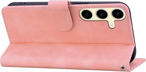 Wallet Case for Samsung Galaxy S24 Case Premium Leather Flip Cover with Card Holder Magnetic Closure Butterfly Cat Pattern Kickstand Shockproof Protective Phone Case - Pink in Saudi Arabia