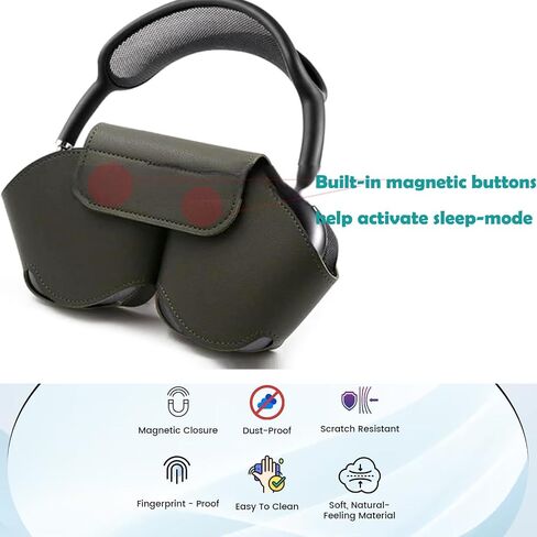 Update for AirPod Max Case Portable Carrying Travel Case Protective Cover for Apple AirPod Max Durable Leather Dust Proof Anti Scratch Leather Storage Bag (Black) in Saudi Arabia