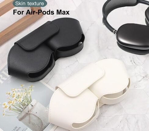 Update for AirPod Max Case Portable Carrying Travel Case Protective Cover for Apple AirPod Max Durable Leather Dust Proof Anti Scratch Leather Storage Bag (Black) in Saudi Arabia