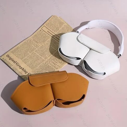 Update for AirPod Max Case Portable Carrying Travel Case Protective Cover for Apple AirPod Max Durable Leather Dust Proof Anti Scratch Leather Storage Bag (Black) in Saudi Arabia