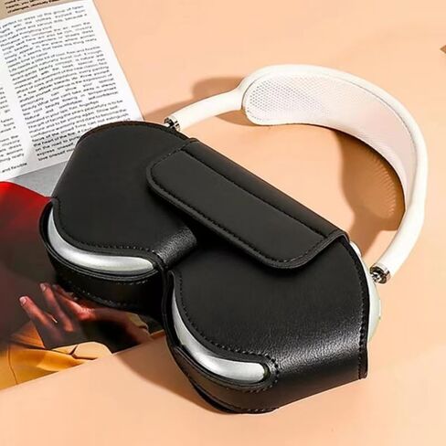 Update for AirPod Max Case Portable Carrying Travel Case Protective Cover for Apple AirPod Max Durable Leather Dust Proof Anti Scratch Leather Storage Bag (Black) in Saudi Arabia