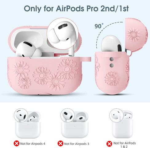 Adorve Engraved Case for Airpods Pro 2nd Generation Case, Full Protective Cover for Apple AirPods Pro Case 2nd & 1st Gen 2023 USB-C/2022/2019, Cute Soft Silicone Skin Front LED Visible, Blue Gray in Kuwait