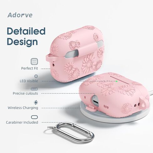 Adorve Engraved Case for Airpods Pro 2nd Generation Case, Full Protective Cover for Apple AirPods Pro Case 2nd & 1st Gen 2023 USB-C/2022/2019, Cute Soft Silicone Skin Front LED Visible, Blue Gray in Kuwait