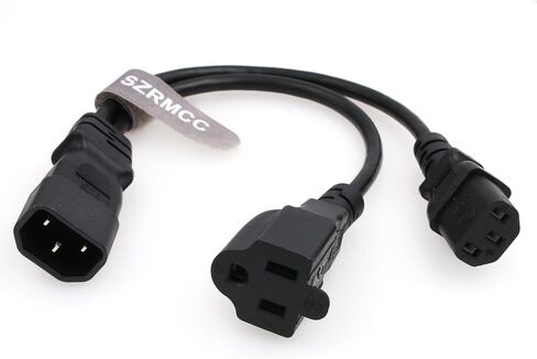 SZRMCC C14 to Dual C5 Power Cord IEC C14 Male to 2XC5 Female Short Y Splitter Power Adapter Plug Cable for Monitor 10A 250V 30cm (C14-2XC5) in Saudi Arabia
