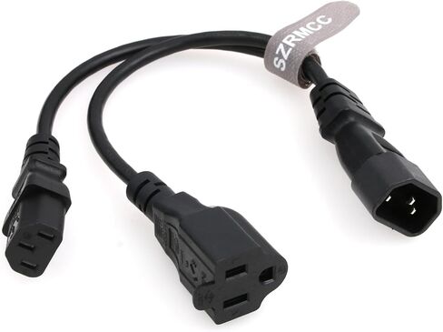 SZRMCC C14 to Dual C5 Power Cord IEC C14 Male to 2XC5 Female Short Y Splitter Power Adapter Plug Cable for Monitor 10A 250V 30cm (C14-2XC5) in Saudi Arabia