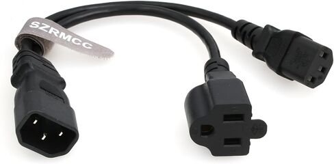 SZRMCC C14 to Dual C5 Power Cord IEC C14 Male to 2XC5 Female Short Y Splitter Power Adapter Plug Cable for Monitor 10A 250V 30cm (C14-2XC5) in Saudi Arabia
