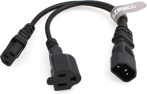 SZRMCC C14 to Dual C5 Power Cord IEC C14 Male to 2XC5 Female Short Y Splitter Power Adapter Plug Cable for Monitor 10A 250V 30cm (C14-2XC5) in Saudi Arabia