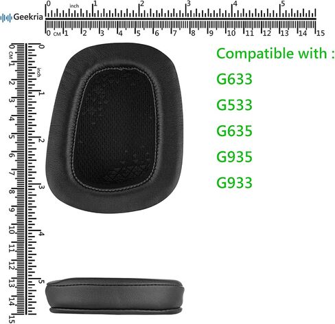 وسائد أذن بديلة من Geekria QuickFit لسماعات Logitech G533، G633، G635، G933، G935 وسائد أذن لسماعات الرأس، وسادات أذن لسماعات الرأس، وقطع إصلاح غطاء أكواب الأذن (أسود) in Saudi Arabia