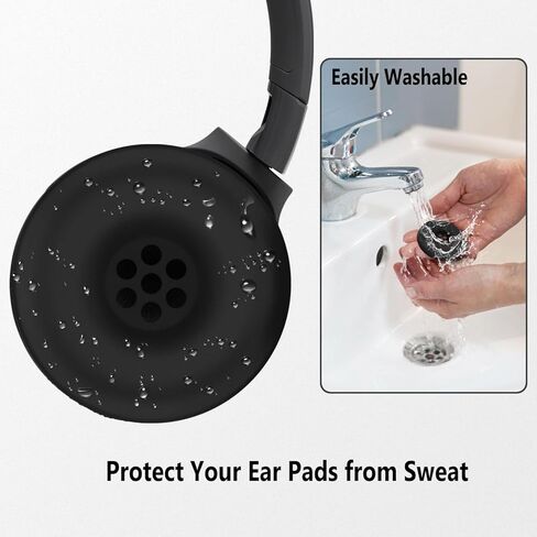 وسائد أذن من السيليكون من Geiomoo لجهاز JBL Tune 520BT، غطاء أذن بديل (أسود) in Kuwait