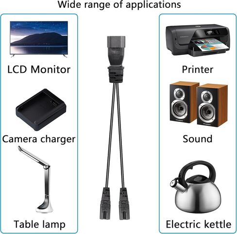 CERRXIAN 1FT IEC 320 C14 to Dual C7 Power Cable,C14 Male to 2X C7 Female Y Splitter AC Conversion Cable,Suitable for Printers,Scanners,Etc(c14-c7/c7) in Saudi Arabia