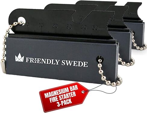 The Friendly Swede Ferro Rods, Fire Starter Survival Tool, Firestarter, Flint and Steel Fire Starter Kit & Bottle Opener, Camping Tools, Ferro Rod Fire Starter with Wooden Handle (Wood Grain) in Kuwait