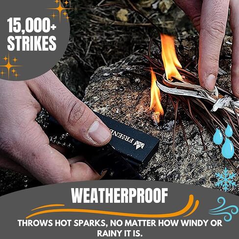 The Friendly Swede Ferro Rods, Fire Starter Survival Tool, Firestarter, Flint and Steel Fire Starter Kit & Bottle Opener, Camping Tools, Ferro Rod Fire Starter with Wooden Handle (Wood Grain) in Kuwait