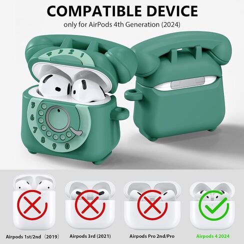 KOREDA Compatible with AirPods 4 Case Cover 2024, Cute Funny Telephone Design for Airpods 4th Generation Case with Cleaner Kit & Lanyard, Soft Silicone Shockproof Protective Case for AirPods 4 Gen in Saudi Arabia