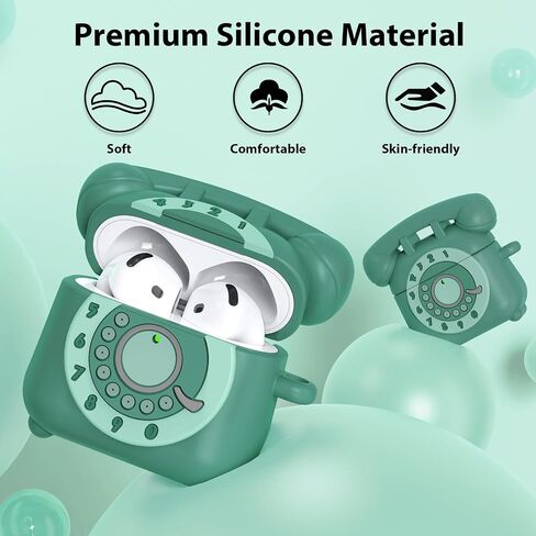 KOREDA Compatible with AirPods 4 Case Cover 2024, Cute Funny Telephone Design for Airpods 4th Generation Case with Cleaner Kit & Lanyard, Soft Silicone Shockproof Protective Case for AirPods 4 Gen in Saudi Arabia