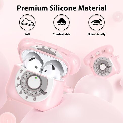 KOREDA Compatible with AirPods 4 Case Cover 2024, Cute Funny Telephone Design for Airpods 4th Generation Case with Cleaner Kit & Lanyard, Soft Silicone Shockproof Protective Case for AirPods 4 Gen in Saudi Arabia