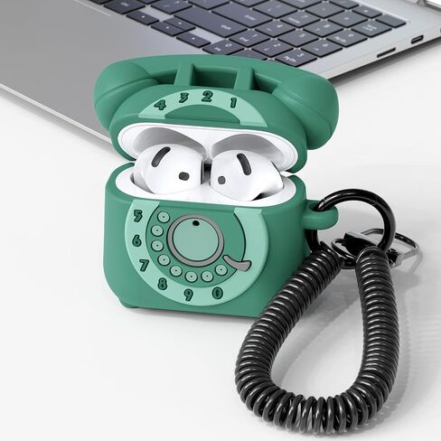 KOREDA Compatible with AirPods 4 Case Cover 2024, Cute Funny Telephone Design for Airpods 4th Generation Case with Cleaner Kit & Lanyard, Soft Silicone Shockproof Protective Case for AirPods 4 Gen in Saudi Arabia