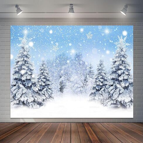 8x6ft الشتاء يتساقط خلفية الأزرق بريق ثلجي عيد الميلاد أشجار الصنوبر التصوير خلفية الشتاء العجائب غابة الخلفيات للعائلة عطلة حزب ديكور التقطت الصور in Kuwait