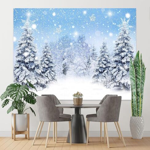8x6ft الشتاء يتساقط خلفية الأزرق بريق ثلجي عيد الميلاد أشجار الصنوبر التصوير خلفية الشتاء العجائب غابة الخلفيات للعائلة عطلة حزب ديكور التقطت الصور in Kuwait