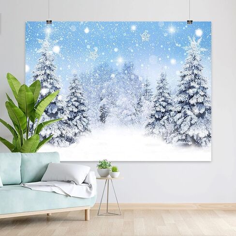 8x6ft الشتاء يتساقط خلفية الأزرق بريق ثلجي عيد الميلاد أشجار الصنوبر التصوير خلفية الشتاء العجائب غابة الخلفيات للعائلة عطلة حزب ديكور التقطت الصور in Kuwait