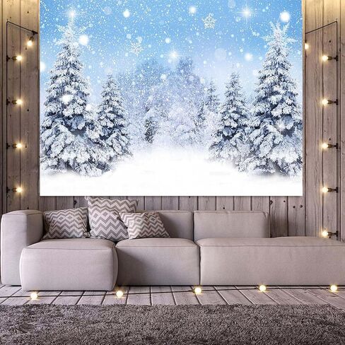 8x6ft الشتاء يتساقط خلفية الأزرق بريق ثلجي عيد الميلاد أشجار الصنوبر التصوير خلفية الشتاء العجائب غابة الخلفيات للعائلة عطلة حزب ديكور التقطت الصور in Kuwait