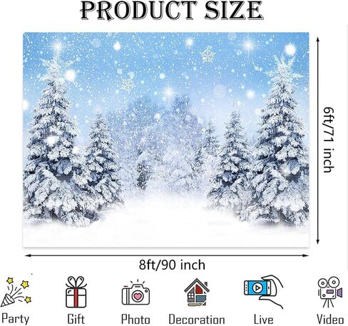 8x6ft الشتاء يتساقط خلفية الأزرق بريق ثلجي عيد الميلاد أشجار الصنوبر التصوير خلفية الشتاء العجائب غابة الخلفيات للعائلة عطلة حزب ديكور التقطت الصور in Kuwait