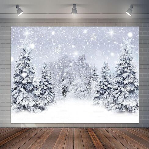 8x6ft Winter Snowing Backdrop Blue Glitter Snowy Christmas Pine Trees Photography Background Winter Wonderland Forest Backdrops for Family Holiday Party Decor Photoshoot in Saudi Arabia