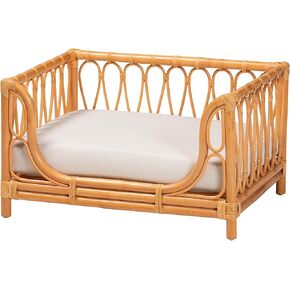 bali & pari Kierra Natural Rattan Pet Bed, Honey
