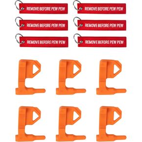 Chamber Flag, Safety Flag for Rifle, Handguns, Shotgun, and Pistol, 6 Red Chamber Flags with 6 Bright Orange Tags, Universal Compatibility Empty Chamber Indicators, PEW PEW