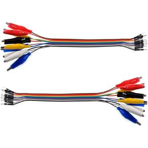 Oiyagai 2 in 1 Alligator Clip to Dupont Wire, 20pin 30cm Male, Crocodile Clip to Jumper Wire Male - Test Lead Kit for Arduino DIY Projects